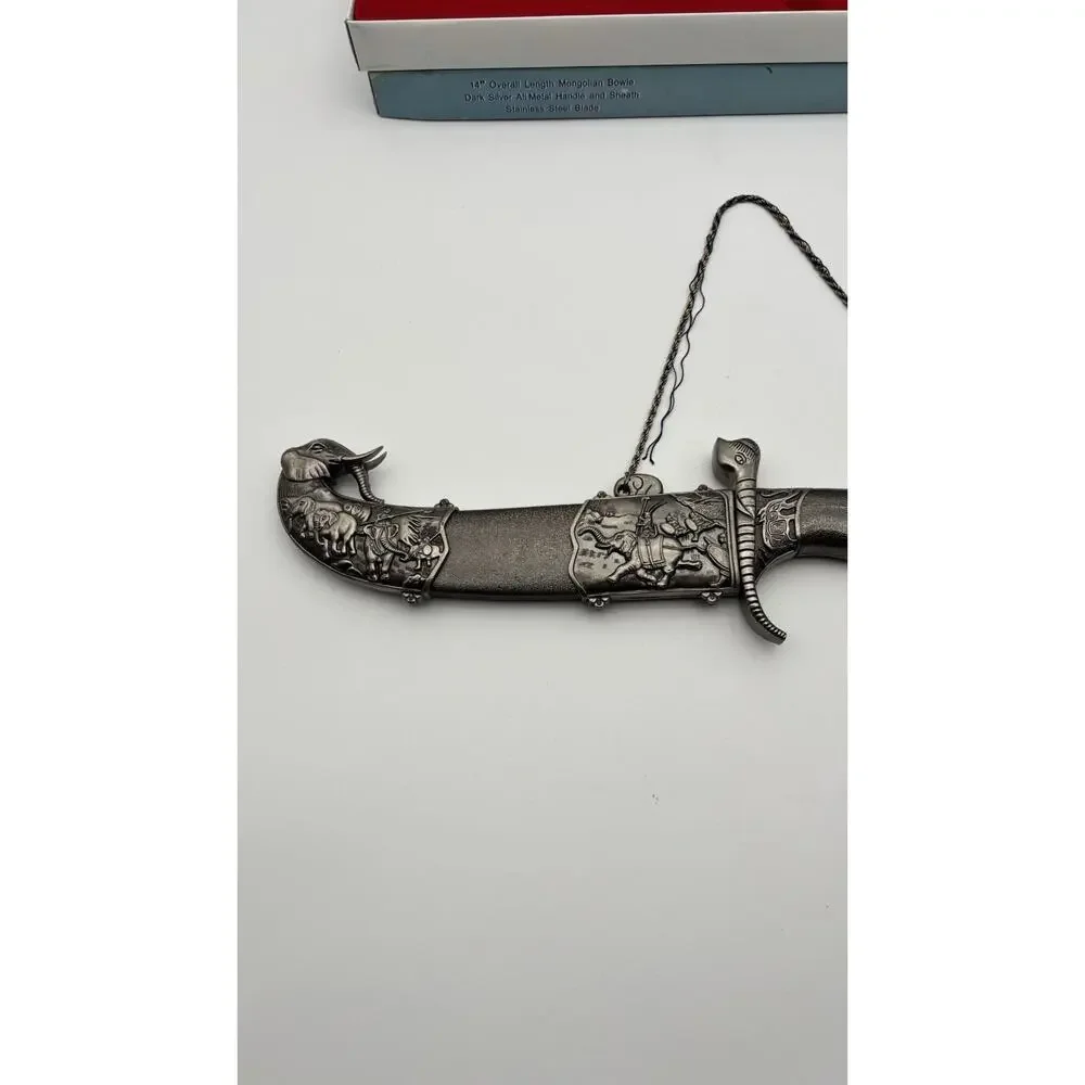 Vintage Tibetan Style Decorative War Elephant Head Dagger Knife In Box